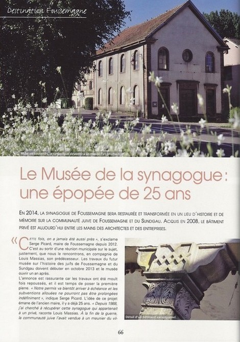 article du magazine le pays comtois sur la synagogue de Foussemagne